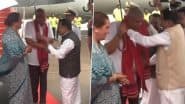 Jagdeep Dhankhar Pulls Wife Under Same Umbrella Amid Rain at Goa’s Dabolim Airport, Video of Vice President’s Adorable Gesture Goes Viral