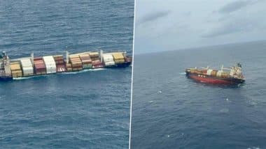 Liberia-Flagged Vessel MSC ELSA 3 Tilts Off Kochi Coast; 9 Crew Rescued As Indian Coast Guard Leads Operation (See Pics)