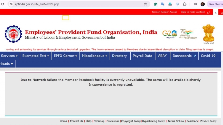 EPFO Passbook Login Website Remains Down? Users Say Facing Login Failures, Other Issues for Days While Checking PF Passbook Balance via Website, UMANG App, Missed Call and SMS Services