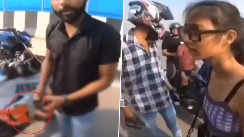 ‘Tumhari Aukat Kya Hai’: Heated Love Triangle Turns Violent As Ex-Boyfriend Pulls Gun During Street Confrontation in Bihar’s Patna; Shocking Video Goes Viral