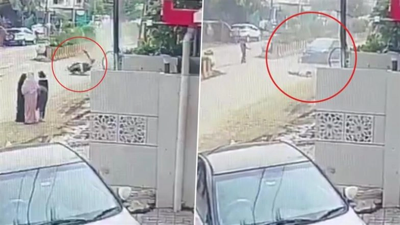Hit-and-Run in Chhatrapati Sambhajinagar: Biker Injured, 3 Girls Narrowly Escape As Speeding Car Hits Motorcycle; Video Surfaces