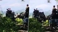 Rhino Charges at Safari Jeep in Assam&rsquo;s Manas National Park, Tourists Escape Unharmed in Frightening Encounter; Video Surfaces