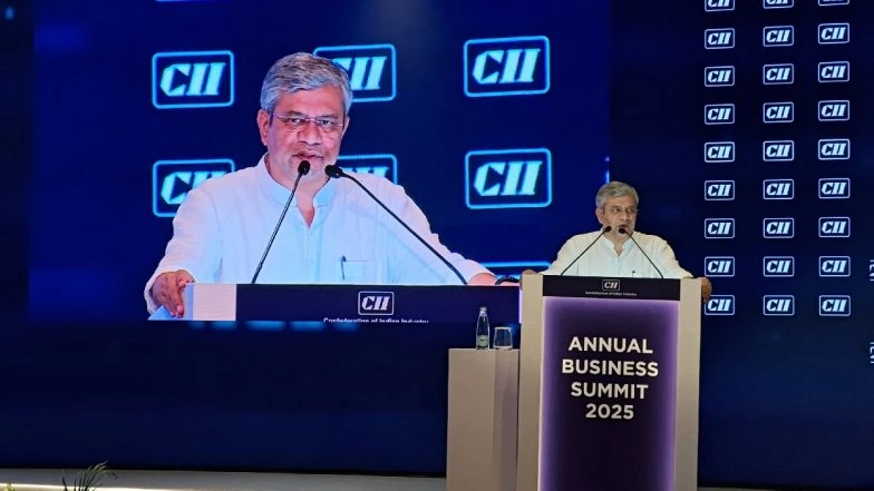 CII Annual Business Summit 2025: First India-Made 28–90nm Semiconductor Chip Will Be Rolled Out This Year, Says IT and Electronics Minister Ashwini Vaishnaw