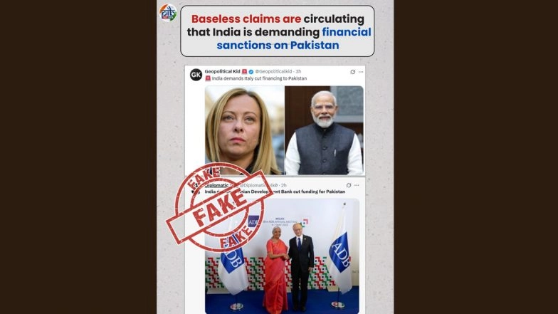 India Asked Italy and the Asian Development Bank To Cut Funding to Pakistan? PIB Fact Check Debunks Fake News