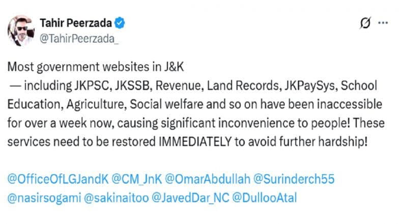Some Government Websites in Jammu and Kashmir Reportedly Down for Over a Week, Residents Say Facing Issues While Accessing Them