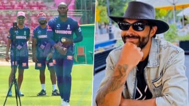 Jofra Archer Mimics Ravindra Jadeja’s Bowling Action, Rajasthan Royals Speedster Nails It With Perfection During Practice Session in IPL 2025 (Watch Video)
