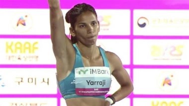 Jyothi Yarraji Wins Gold Medal at Women's 100M Hurdles Event in Asian Athletics Championships 2025; Retains Title