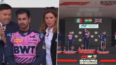 Kush Maini Wins Monaco GP Formula 2 Sprint Race: Watch Video of Indian Motorsport Driver Singing National Anthem After Sensational Victory in Monte Carlo