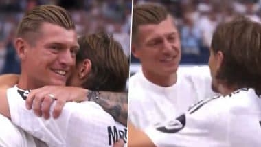 Luka Modric Hugs Toni Kroos As He Walks Off the Pitch While Breaking Down in Tears After Playing Last Home Match Of His Career For Real Madrid (Watch Video)