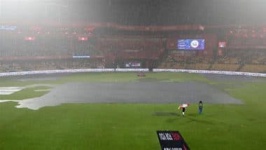 KKR out of IPL 2025 Play-Off Race; Royal Challengers Bengaluru and Kolkata Knight Riders Share Points After Umpires Call-Off IPL 2025 Match Due to Persistent Rain