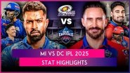 MI vs DC IPL 2025 Stat Highlights: Mumbai Indians Enter Playoffs, Delhi Capitals Eliminated