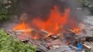 Mira Road Fire: 2 Gas Cylinders Explode After Massive Blaze Erupts in Illegal Huts on Open Plot Due to Short Circuit (Watch Video)
