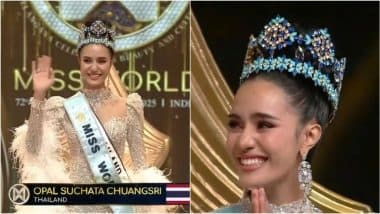 Miss Thailand Opal Suchata Chuangsri Wins Miss World 2025 Title and Crown, Miss India Nandini Gupta Ends Her Campaign With Top-20 Finish