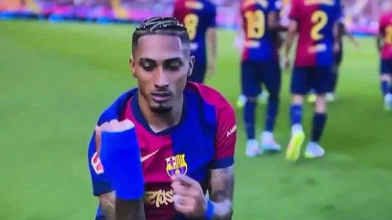 Raphinha Performs the ‘Gael Celebration’ After Scoring the Winner and Completing His Brace During Barcelona vs Real Madrid La Liga 2024–25 El Clasico Match (Watch Video)