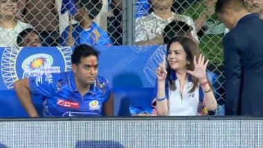 Mumbai Indians Owner Nita Ambani Spotted Showing Six With Her Fingers During MI vs DC IPL 2025 Match, Fans Say ‘6th Trophy Coming’ (See Pic)