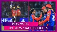 PBKS vs DC IPL 2025 Stat Highlights: Sameer Rizvi&rsquo;s Stunning Half-Century Helps Delhi Capitals Finish Campaign on High