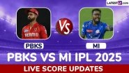 PBKS Win By Seven Wickets | PBKS vs MI Highlights of IPL 2025: Punjab Kings Ensure Entry in Qualifier 1; Priyansh Arya, Josh Inglis Script Comfortable Victory