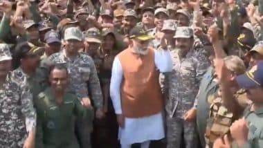 PM Narendra Modi and Armed Forces' Members Chant 'Vande Mataram' and 'Bharat Mata Ki Jai' at Adampur Airbase Following India's Success in Operation Sindoor (Watch Video)