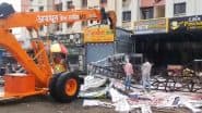 Pune Hoarding Collapse: 2 Large Hoardings Collapse Near Shell Petrol Pump Due to Strong Winds As Rain Lashes City, No Casualties Reported (Watch Video)