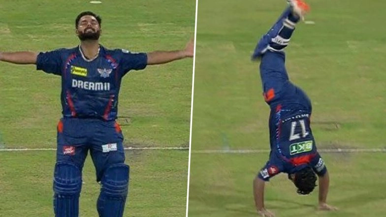 Rishabh Pant Celebrates by Performing the 'Somersault' Celebration After Scoring Sensational Century During LSG vs RCB IPL 2025 Match (Watch Video)