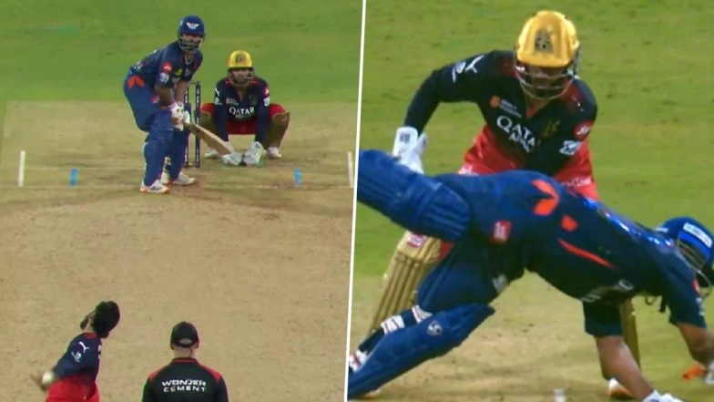 Rishabh Pant Tumbles While Attempting To Play Big Shot Against Krunal Pandya During LSG vs RCB IPL 2025 Match (Watch Video)