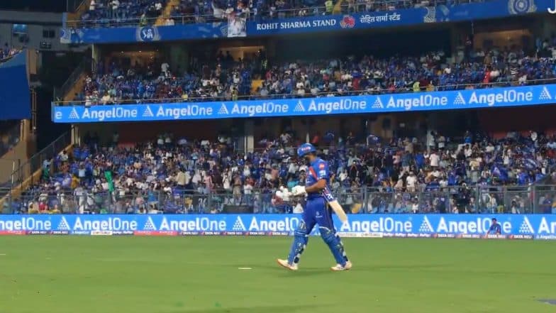 Rohit Sharma Walks Out To Bat With ‘Rohit Sharma Stand’ in Background at Wankhede Stadium During MI vs DC IPL 2025 Match, Pic Goes Viral