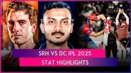 SRH vs DC IPL 2025 Stat Highlights: Sunrisers Hyderabad Eliminated From IPL 2025 Play-Off Race As Clash Against Delhi Capitals Gets Washed Out