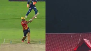 Out of the Park! Shashank Singh Hammers Mayank Yadav for a Monstrous Six During PBKS vs LSG IPL 2025 Match in Dharamsala (Watch Video)