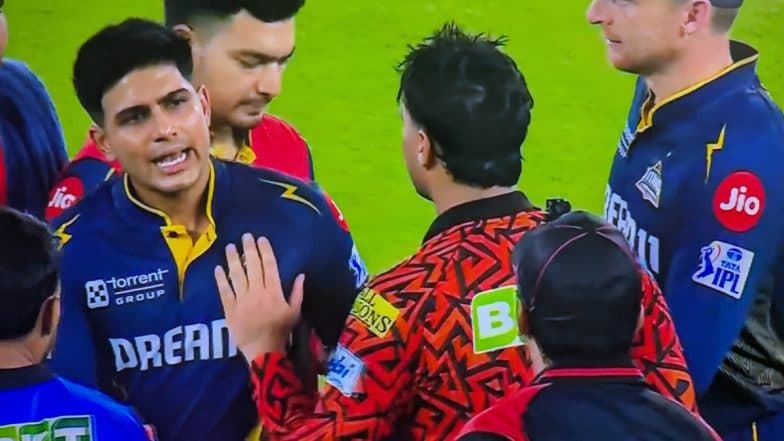 Shubman Gill Involved in Heated Argument With On-Field Umpire Over DRS Against Abhishek Sharma During GT vs SRH IPL 2025 Match (Watch Video)