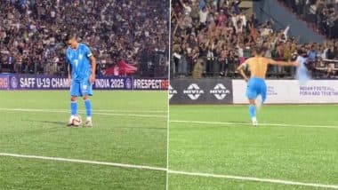 Indian Football Team SAFF U-19 Championship Winning Moment Video: Watch Singamayum Shami Convert Spot-Kick to Secure Victory Of Blue Colts Over Bangladesh in Summit Clash