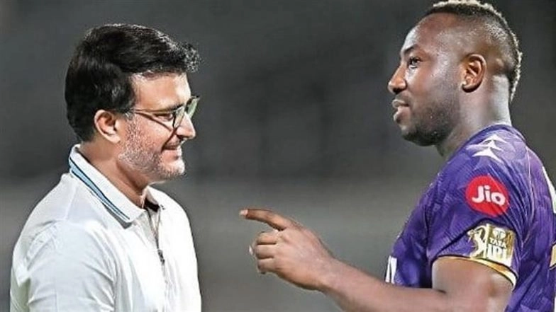 Sourav Ganguly Meets Andre Russell At Eden Gardens Following KKR vs RR IPL 2025 Match, Reportedly Offers Him to Play For Pretoria Capitals in SA20 2026 (Watch Video)