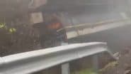 Raigad Road Accident: Acid-Filled Tanker Overturns Due to Rain-Caused Soil Erosion on Roadside in Tamhini Ghat, No Casualties Reported (Watch Video)