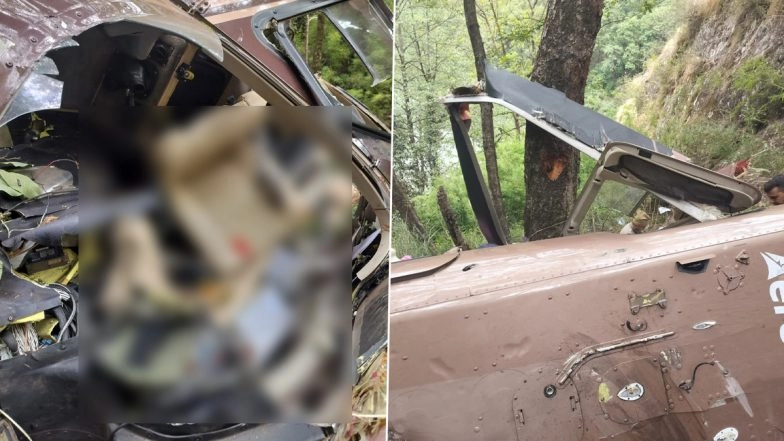 Uttarakhand Helicopter Crash: 5 Passengers Killed, 2 Seriously Injured After Chopper Crashes Near Ganganani in Uttarkashi; SDRF and Administration Teams Reached Spot for Rescue Work, Says CM Pushkar Singh Dhami (See Pics)