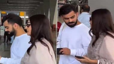 Virat Kohli, Anushka Sharma Spotted at Delhi Airport Following Meeting With Premanand Govind Sharan Maharaj (Watch Video)