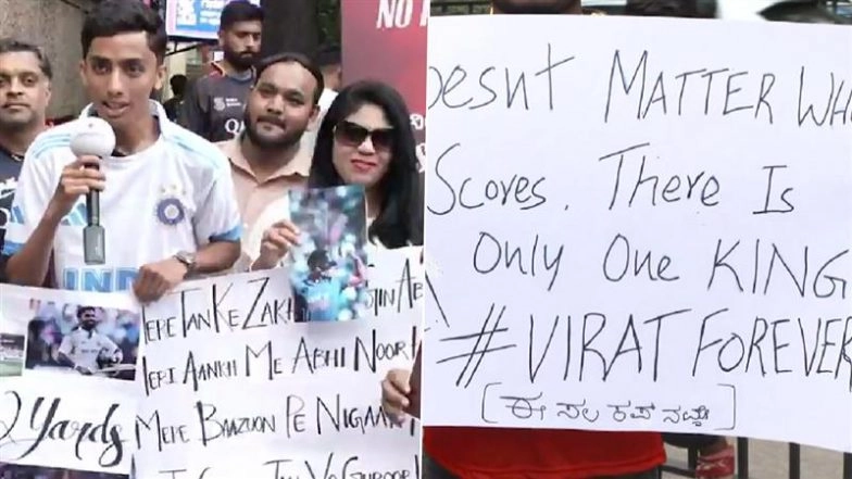 Fans Open Up About Their Feelings Following Virat Kohli's Test Retirement As They Don Star Cricketer's White Jersey to Pay Him Tribute During RCB vs KKR IPL 2025 Match (Watch Video)