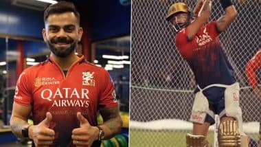 Virat Kohli Starts Training for Royal Challengers Bengaluru, Star Cricketer Hits Crisp Shots in Net Session Ahead of RCB vs KKR IPL 2025 Match (Watch Video)