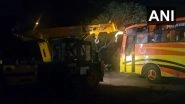 Maharashtra Bus Accident: Bus Overturns on Mumbai-Goa Highway Near Raigad, Several Feared Injured (Watch Videos)