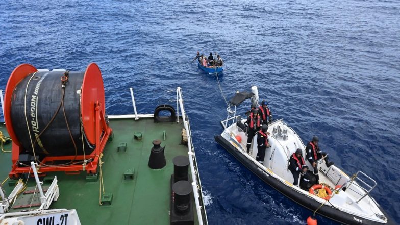 Indian Coast Guard Rescues Six Crew Members of MSV Salamath After Cargo Vessel Sinks Off Mangalore Coast (See Pics)