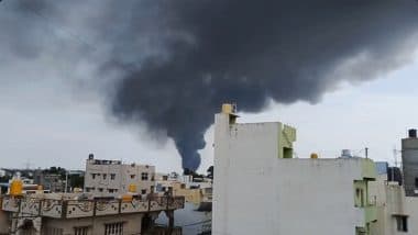 Massive Fire Engulfs Oil Warehouse Near Nelamangala