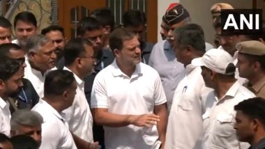 Rahul Gandhi Meets Family of Navy Officer Vinay Narwal in Karnal Killed in Pahalgam Terror Attack (Watch Video)