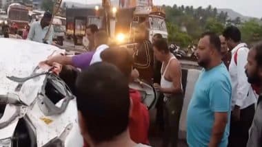Mumbai-Goa Highway Accident: 5 Killed as Car Plunges Into Jagbudi River in Maharashtra’s Ratnagiri (Watch Video)