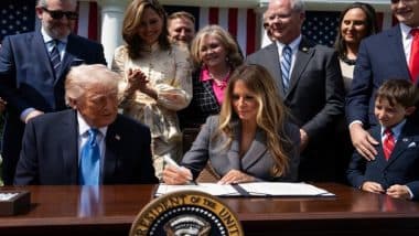 'Revenge Porn' Ban: US President Donald Trump, Alongside Firat Lady Melania, Signs 'Take It Down' Act, Posting Non-Consensual Intimate Images Including AI-Generated Deepfakes Is Now a Federal Crime