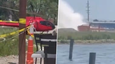 Helicopter Crash in Michigan: Eurocopter EC-130 Crash-Lands Near Cabana Blue Lakefront Restaurant in Clay Township, All Passengers Miraculously Survive (Watch Videos)