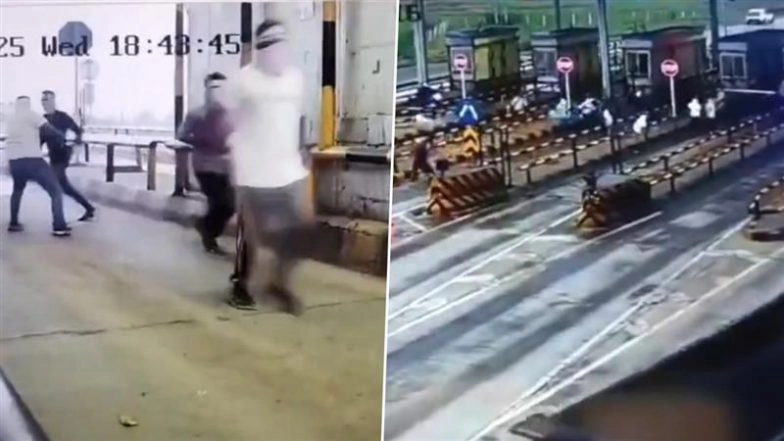 Madhya Pradesh: Over 25 Masked Men Vandalise Booths With Wooden Sticks, Assault Staff at Odhki Toll Plaza; CCTV Video Surfaces