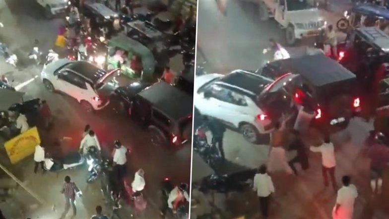 Accident Caught on Camera in Bhadohi: Youth Rams Multiple Vehicles With Speeding Thar Amid Street Clash in UP; Driver Arrested After Video Goes Viral