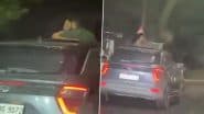 Car Romance Caught on Camera: Couple Seen Hugging, Kissing Through Sunroof of Moving SUV on Chandigarh-Manali Highway; Video Goes Viral