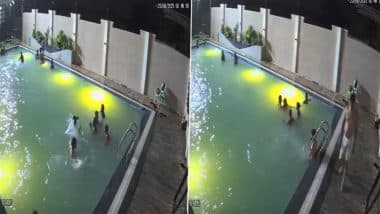 Kanpur: Man Loses Balance and Drowns During Pool Party With Friends in Uttar Pradesh, CCTV Video Surfaces