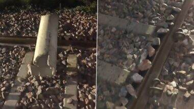 Train Accident Averted on Delhi–Saharanpur Railway Line After 10-Foot-Long Iron Pipe Found on Track in Uttar Pradesh’s Shamli (Watch Video)