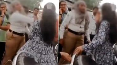 Latur: Female Traffic Cop Slaps Girls for Rash Driving, Riding Triple Seat in Maharashtra, Shocking Video Goes Viral