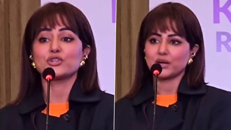 ‘Work Comes First’: New Bride Hina Khan Turns Heads at Mumbai Event Just a Day After Marriage With Rocky Jaiswal (Watch Video)